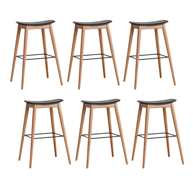 Modern Wood Legs Counter Chair Indoor Footrest Saddle Seat Counter Bar Stool