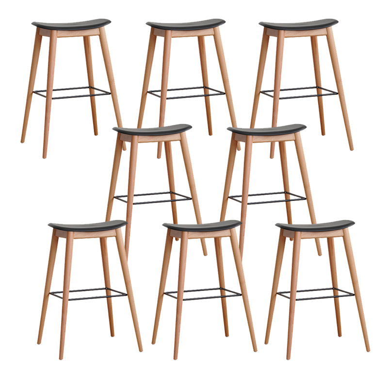 Modern Wood Legs Counter Chair Indoor Footrest Saddle Seat Counter Bar Stool