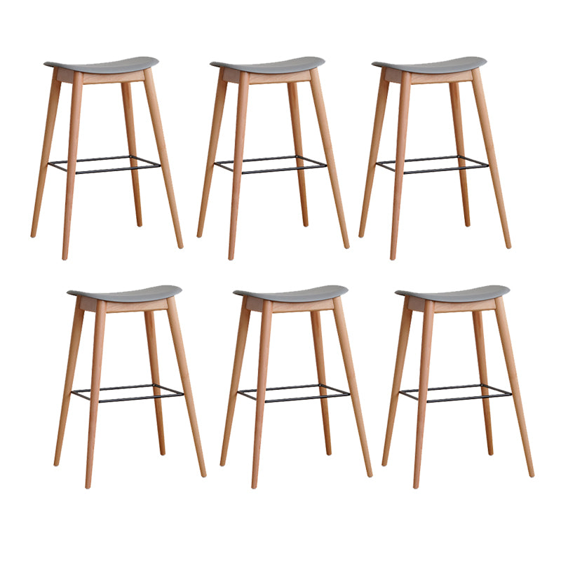 Modern Wood Legs Counter Chair Indoor Footrest Saddle Seat Counter Bar Stool