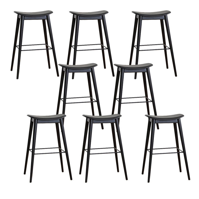 Modern Wood Legs Counter Chair Indoor Footrest Saddle Seat Counter Bar Stool
