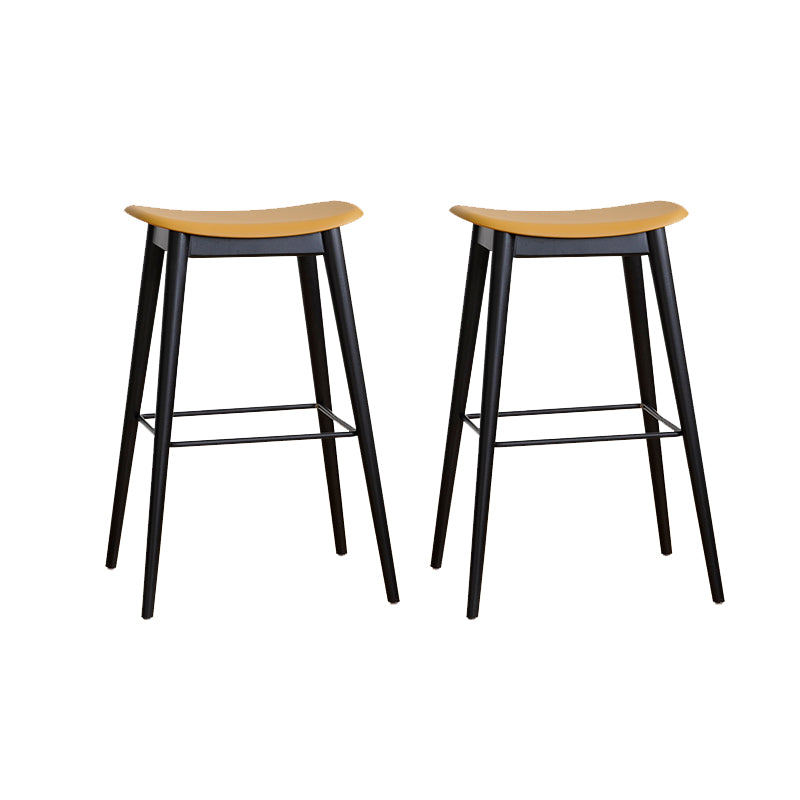 Modern Wood Legs Counter Chair Indoor Footrest Saddle Seat Counter Bar Stool