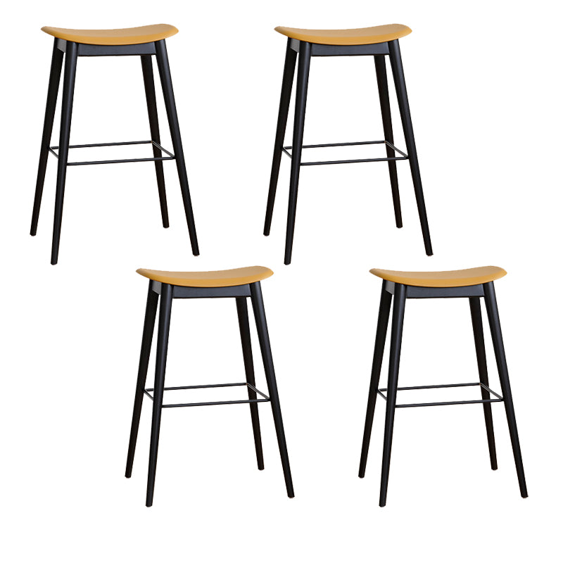Modern Wood Legs Counter Chair Indoor Footrest Saddle Seat Counter Bar Stool