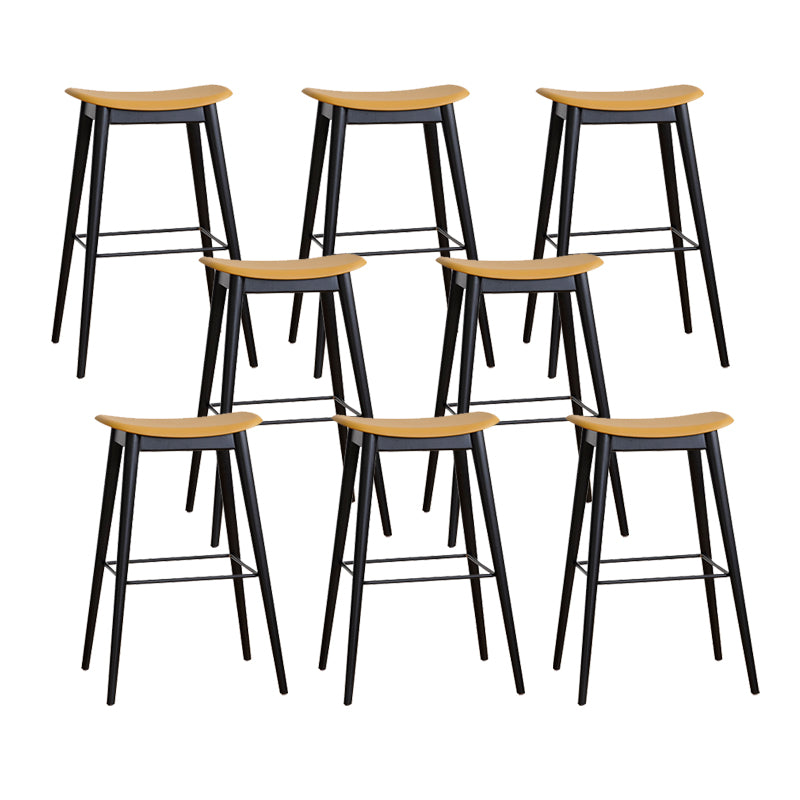 Modern Wood Legs Counter Chair Indoor Footrest Saddle Seat Counter Bar Stool