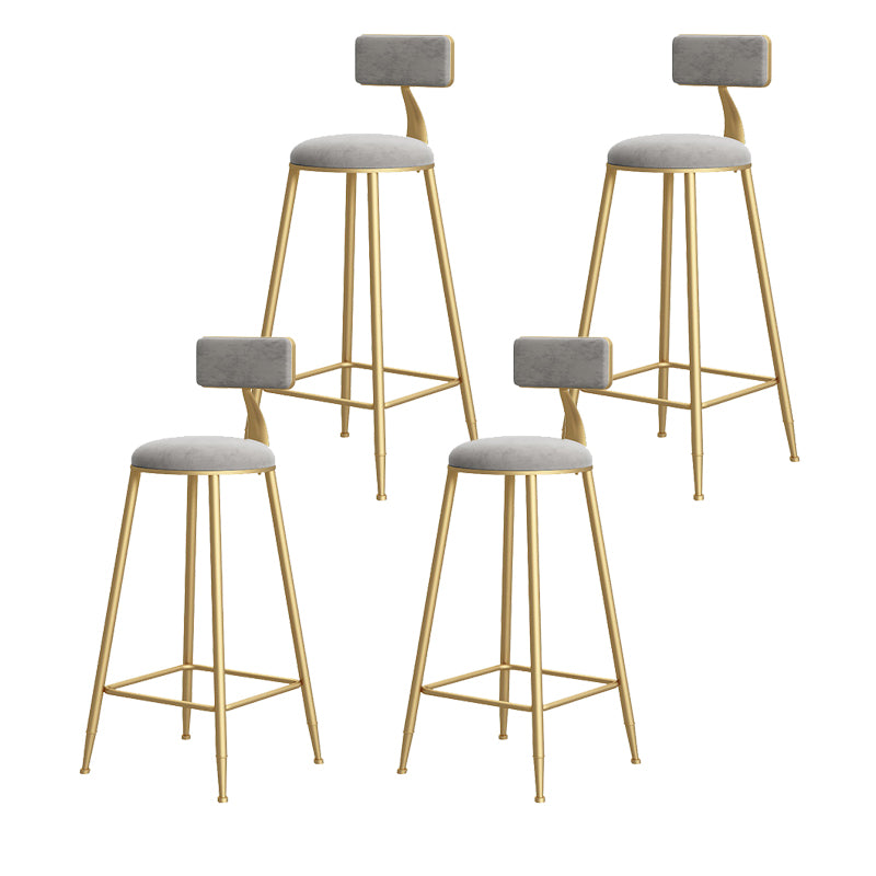 Low Back Indoor Counter Stools Glam Upholstered Footrest Counter Height Stool