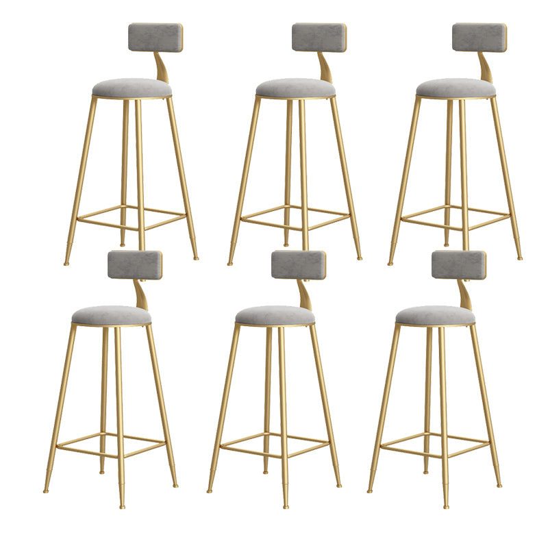 Low Back Indoor Counter Stools Glam Upholstered Footrest Counter Height Stool