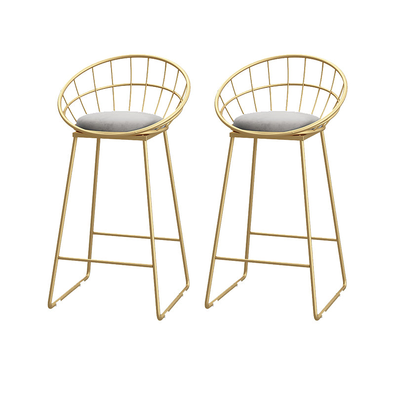 Low Back Indoor Counter Stools Glam Upholstered Footrest Counter Height Stool