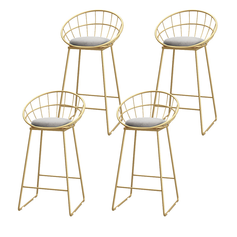 Low Back Indoor Counter Stools Glam Upholstered Footrest Counter Height Stool