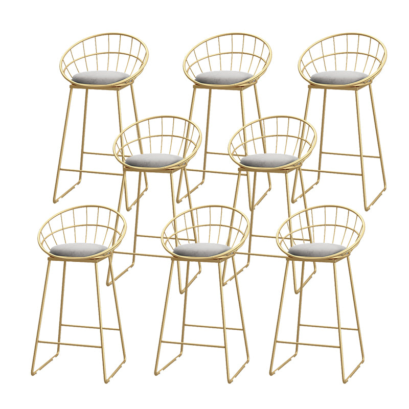 Low Back Indoor Counter Stools Glam Upholstered Footrest Counter Height Stool