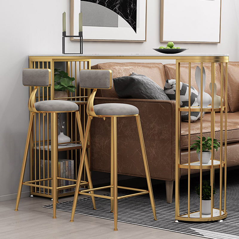 Low Back Indoor Counter Stools Glam Upholstered Footrest Counter Height Stool