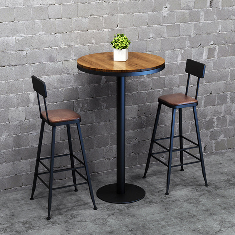 Industrial Leather Bar and Counter Stool Footrest Low Back Counter Stool for Bar