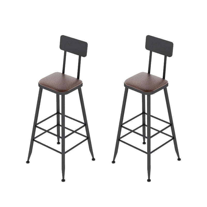 Industrial Leather Bar and Counter Stool Footrest Low Back Counter Stool for Bar