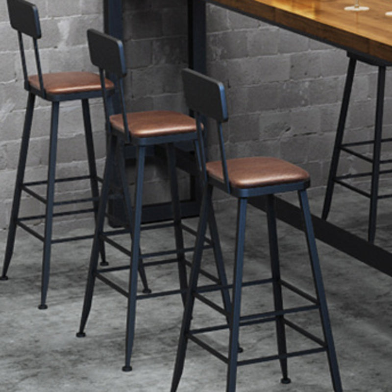 Industrial Leather Bar and Counter Stool Footrest Low Back Counter Stool for Bar