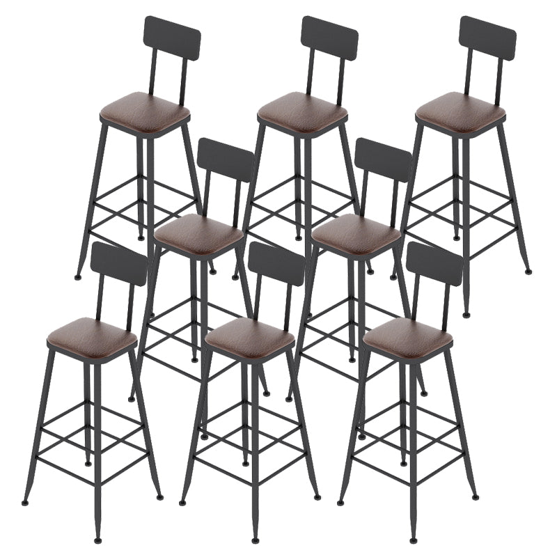 Industrial Leather Bar and Counter Stool Footrest Low Back Counter Stool for Bar