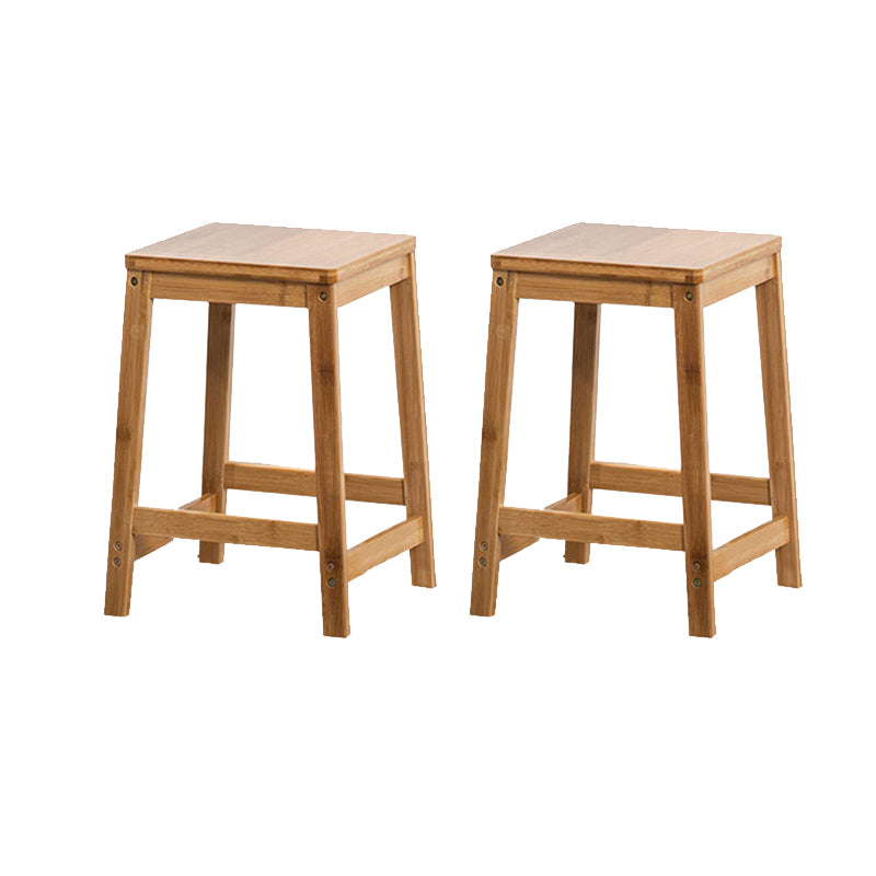 Contemporary Wood Stool Backrest Backless Bamboo Counter Stool with 4 Legs