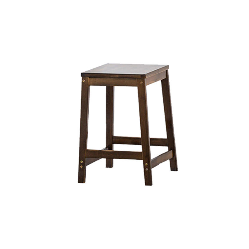 Contemporary Wood Stool Backrest Backless Bamboo Counter Stool with 4 Legs