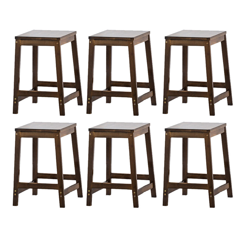 Contemporary Wood Stool Backrest Backless Bamboo Counter Stool with 4 Legs