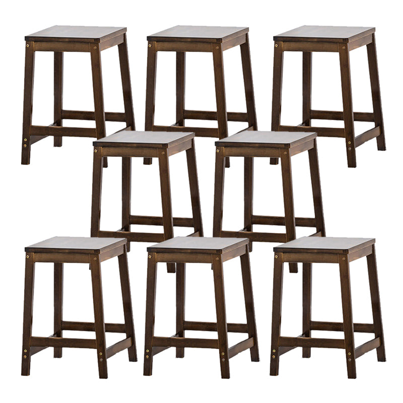 Contemporary Wood Stool Backrest Backless Bamboo Counter Stool with 4 Legs