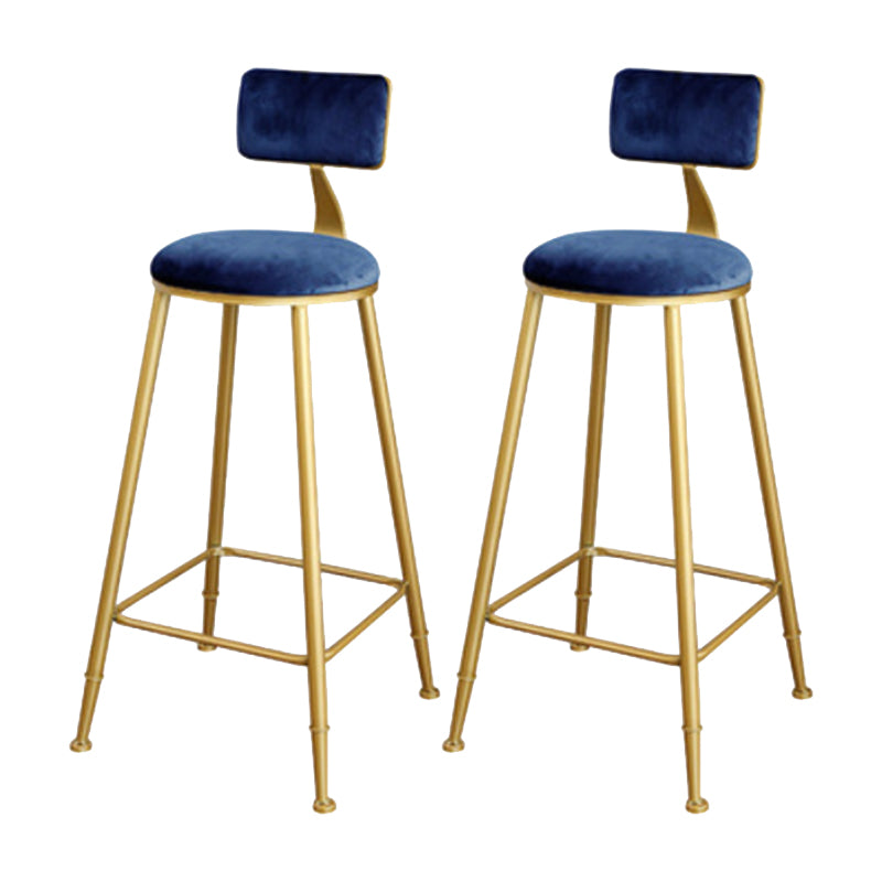 Glam Upholstered Bar Stools Footrest Backrest Coffee Shop Counter Bar Stool