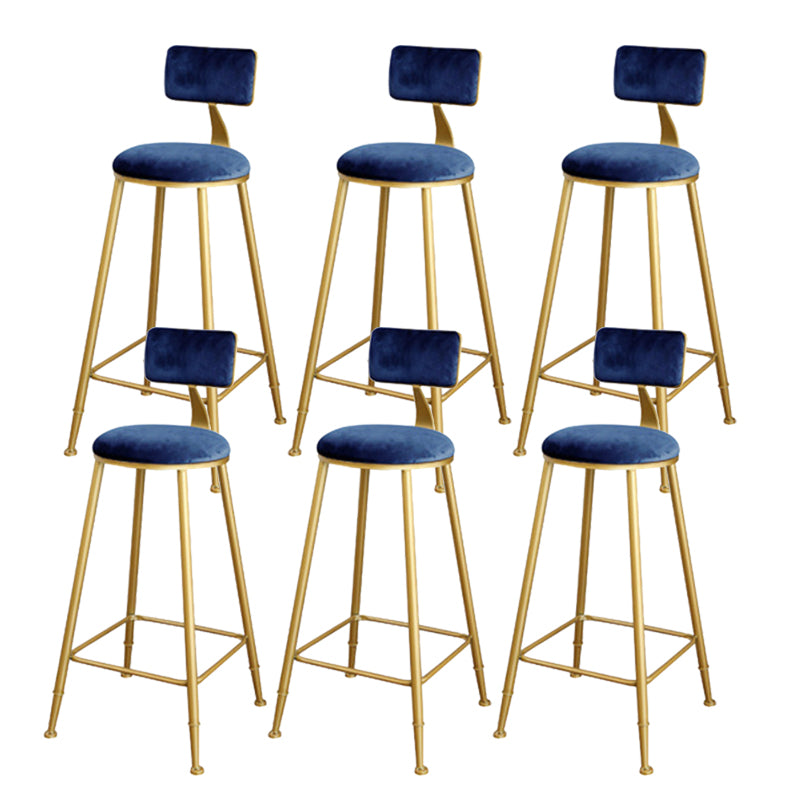 Glam Upholstered Bar Stools Footrest Backrest Coffee Shop Counter Bar Stool