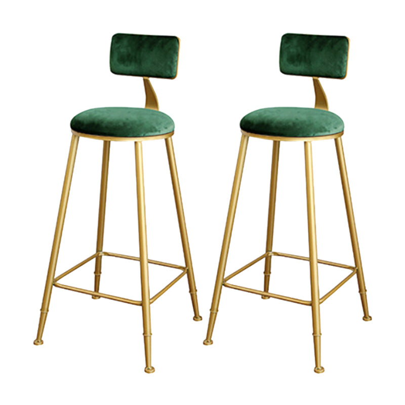 Glam Upholstered Bar Stools Footrest Backrest Coffee Shop Counter Bar Stool