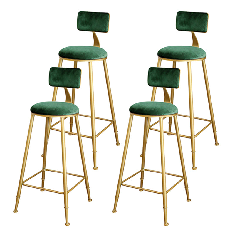 Glam Upholstered Bar Stools Footrest Backrest Coffee Shop Counter Bar Stool