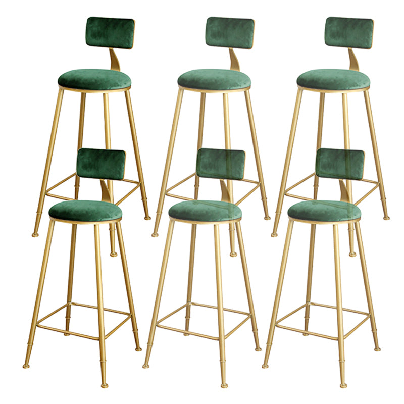 Glam Upholstered Bar Stools Footrest Backrest Coffee Shop Counter Bar Stool