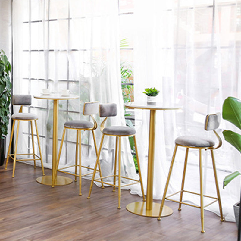 Glam Upholstered Bar Stools Footrest Backrest Coffee Shop Counter Bar Stool