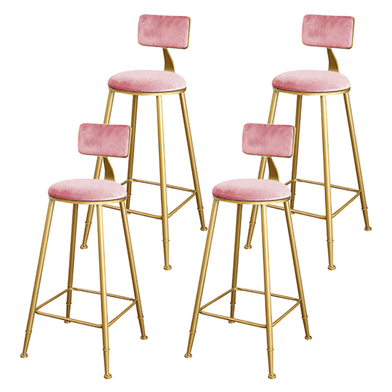 Glam Upholstered Bar Stools Footrest Backrest Coffee Shop Counter Bar Stool