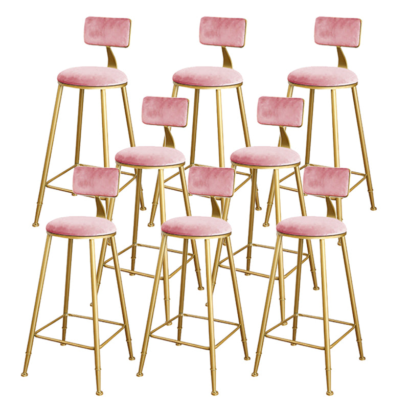 Glam Upholstered Bar Stools Footrest Backrest Coffee Shop Counter Bar Stool