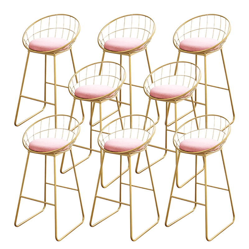 Glam Upholstered Bar Stools Footrest Backrest Coffee Shop Counter Bar Stool