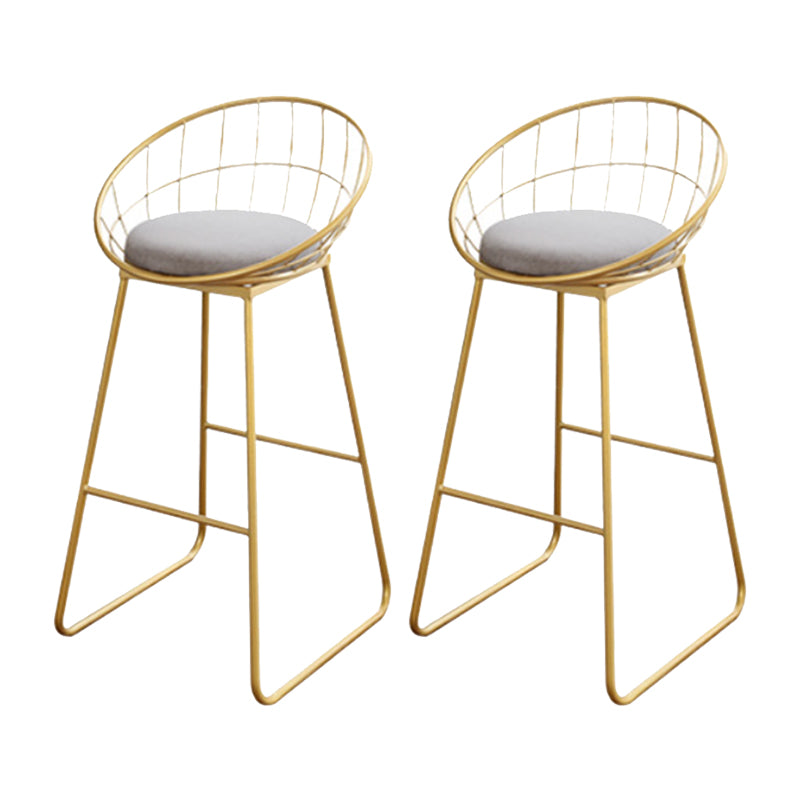 Glam Upholstered Bar Stools Footrest Backrest Coffee Shop Counter Bar Stool