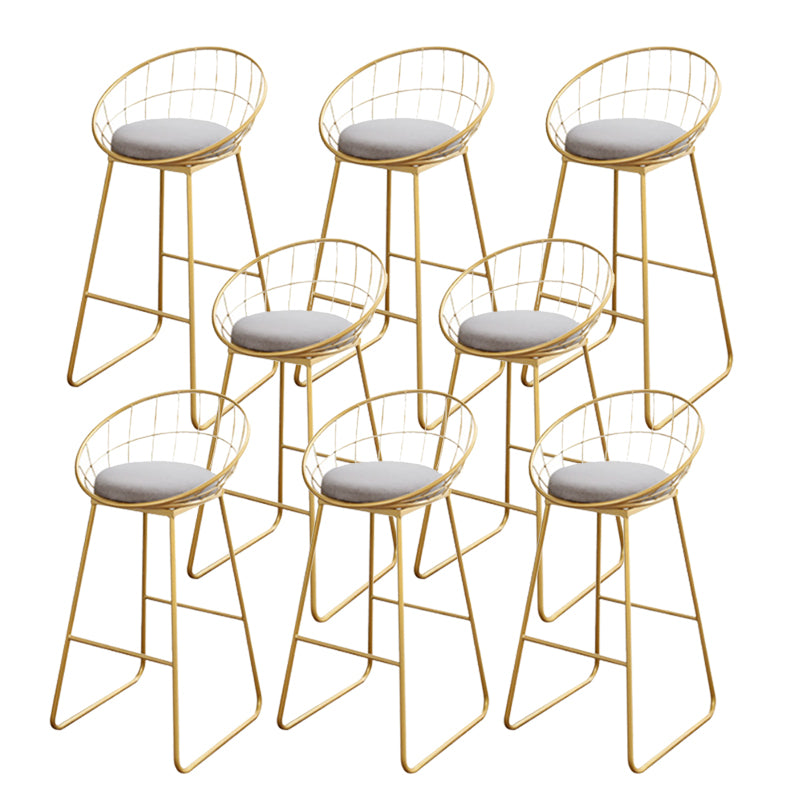 Glam Upholstered Bar Stools Footrest Backrest Coffee Shop Counter Bar Stool