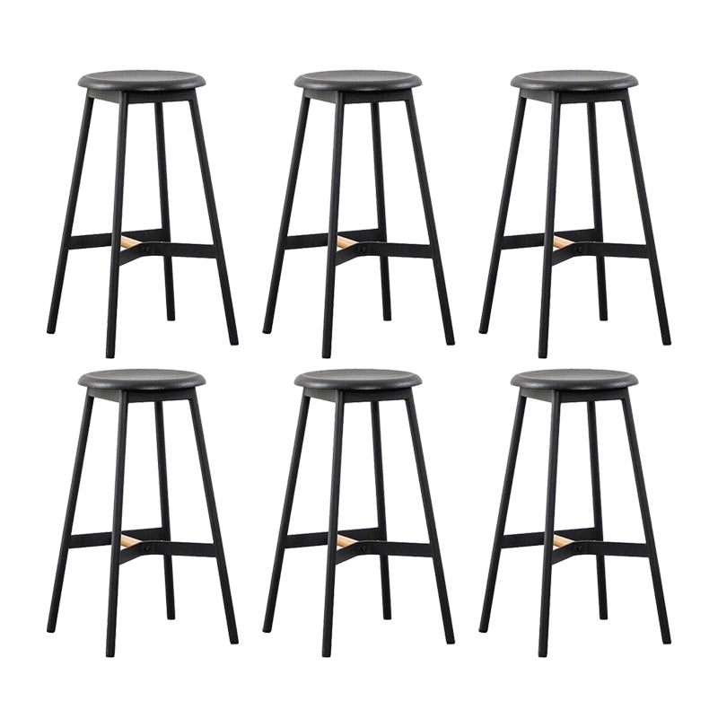 Black Round Counter-height Stool Industrial Backless Indoor Wood Bar Stool