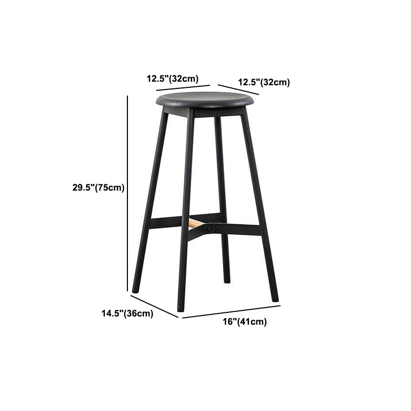 Black Round Counter-height Stool Industrial Backless Indoor Wood Bar Stool