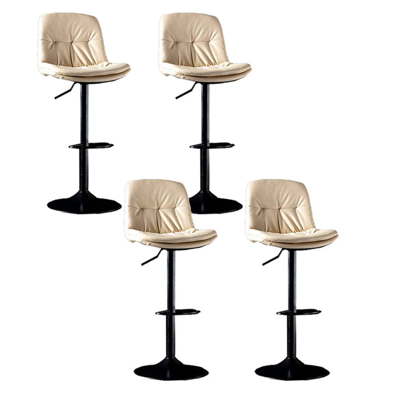 Modern Metal Barstool Faux Leather Footrest Stool Adjustable in Matte Finish