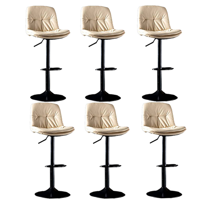 Modern Metal Barstool Faux Leather Footrest Stool Adjustable in Matte Finish