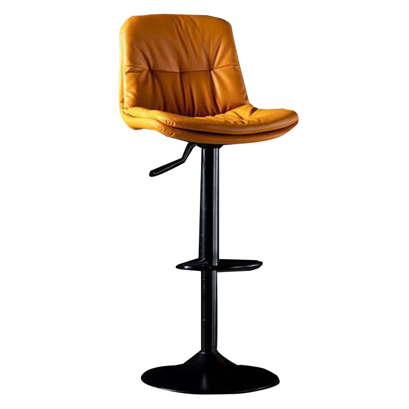 Modern Metal Barstool Faux Leather Footrest Stool Adjustable in Matte Finish