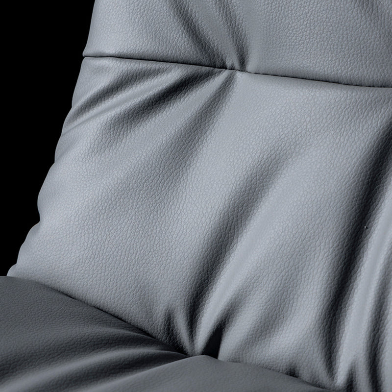 Modern Metal Barstool Faux Leather Footrest Stool Adjustable in Matte Finish