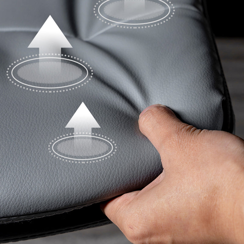 Modern Metal Barstool Faux Leather Footrest Stool Adjustable in Matte Finish