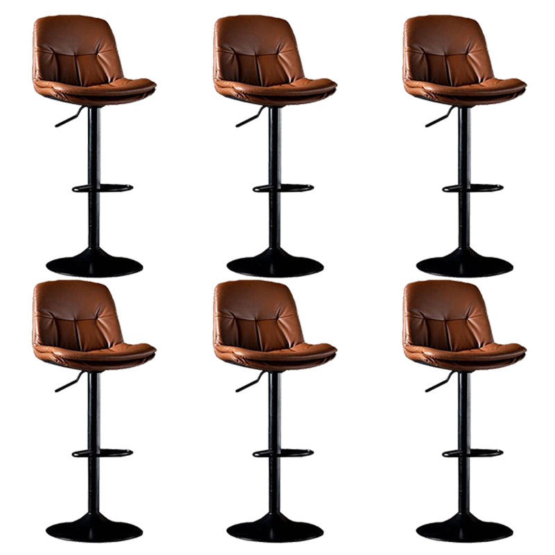 Modern Metal Barstool Faux Leather Footrest Stool Adjustable in Matte Finish