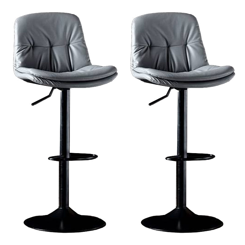Modern Metal Barstool Faux Leather Footrest Stool Adjustable in Matte Finish