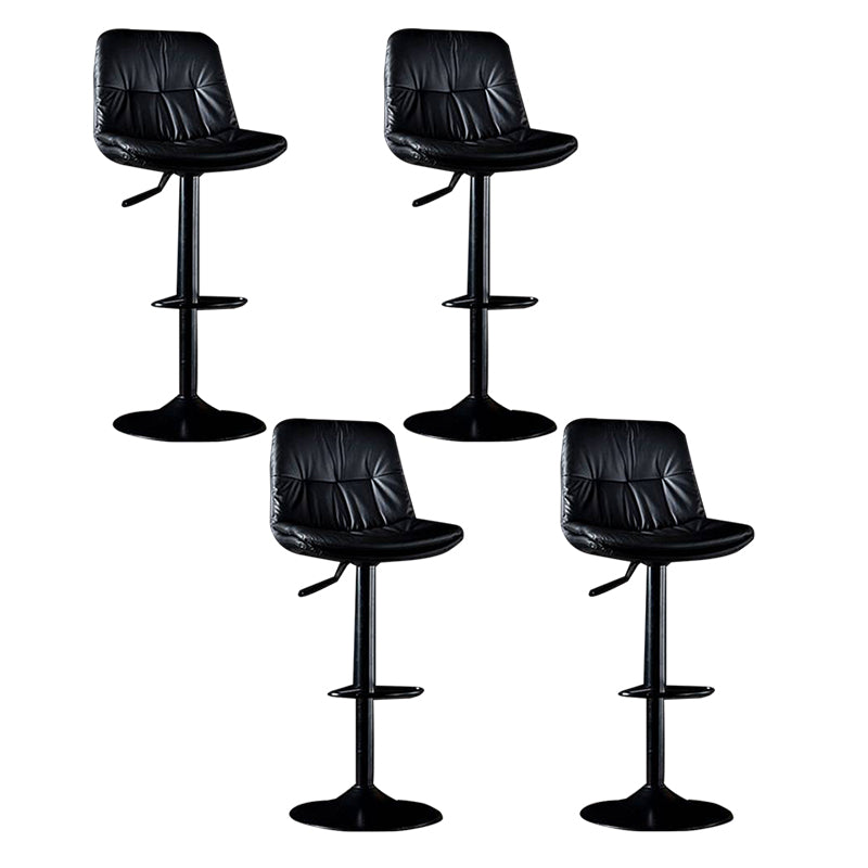 Modern Metal Barstool Faux Leather Footrest Stool Adjustable in Matte Finish