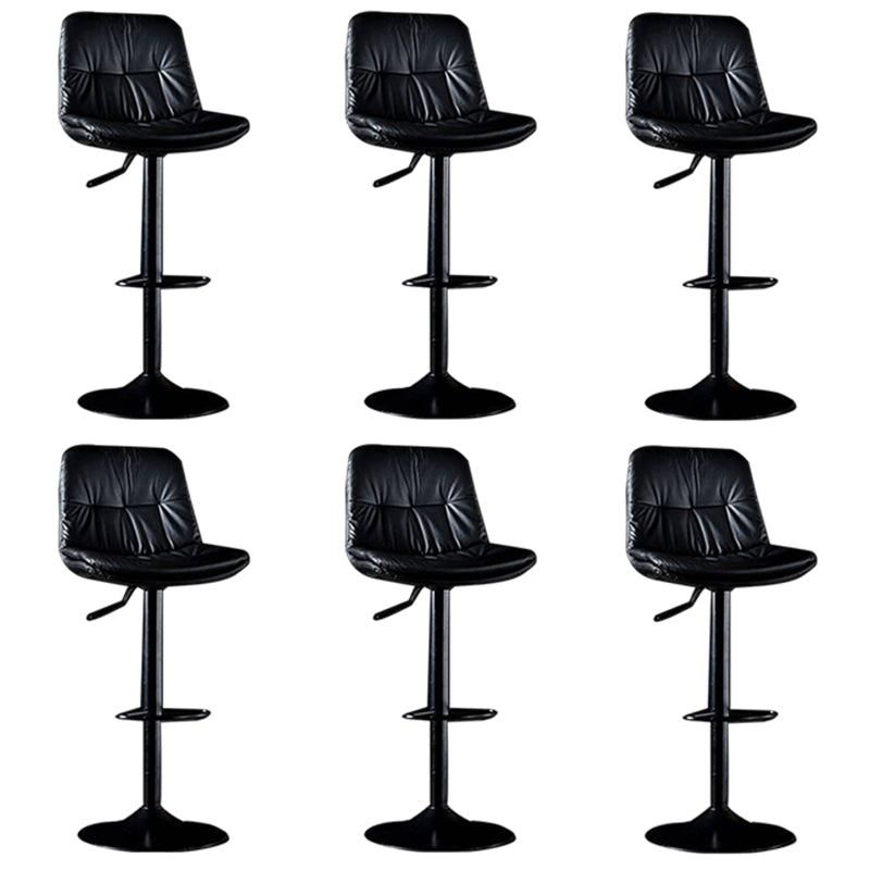 Modern Metal Barstool Faux Leather Footrest Stool Adjustable in Matte Finish