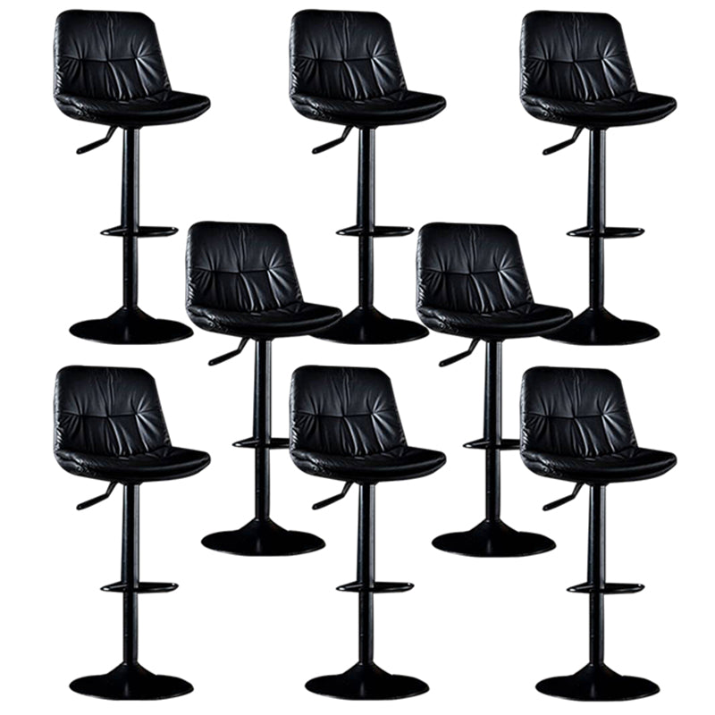 Modern Metal Barstool Faux Leather Footrest Stool Adjustable in Matte Finish