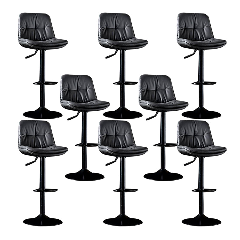 Modern Metal Barstool Faux Leather Footrest Stool Adjustable in Matte Finish