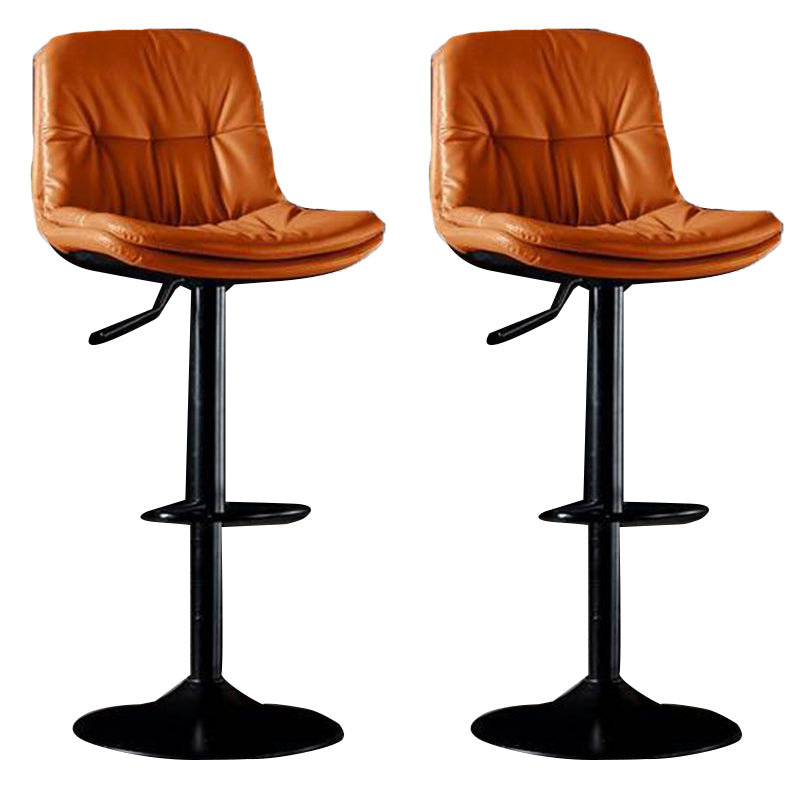 Modern Metal Barstool Faux Leather Footrest Stool Adjustable in Matte Finish