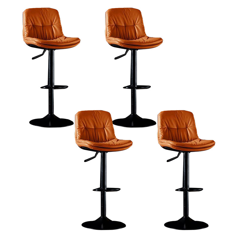 Modern Metal Barstool Faux Leather Footrest Stool Adjustable in Matte Finish