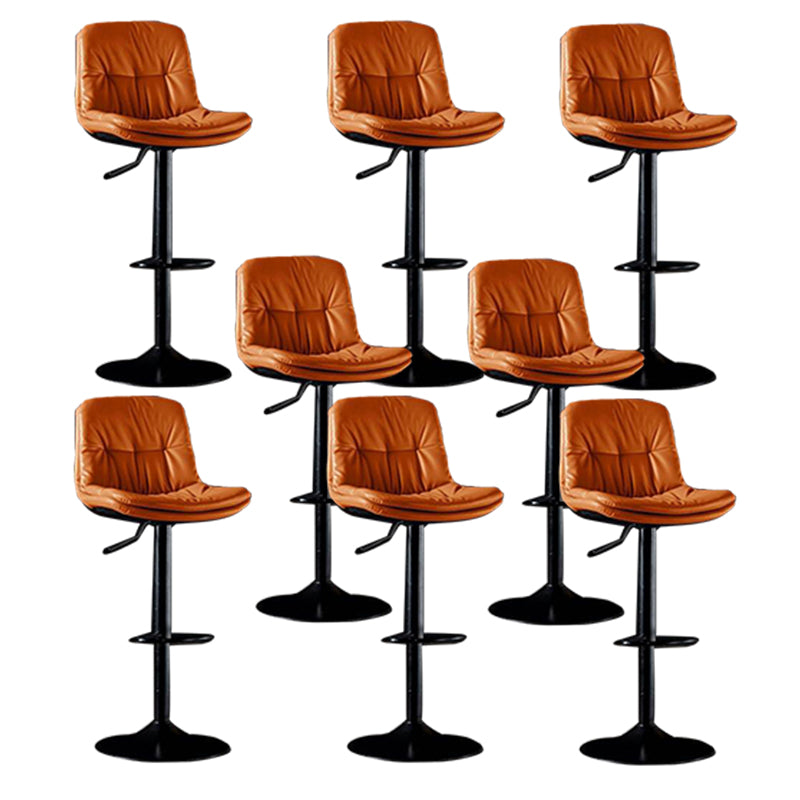 Modern Metal Barstool Faux Leather Footrest Stool Adjustable in Matte Finish