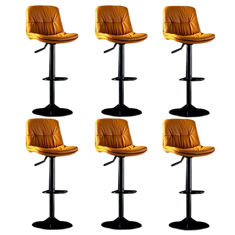 Modern Metal Barstool Faux Leather Footrest Stool Adjustable in Matte Finish