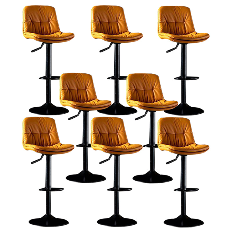 Modern Metal Barstool Faux Leather Footrest Stool Adjustable in Matte Finish